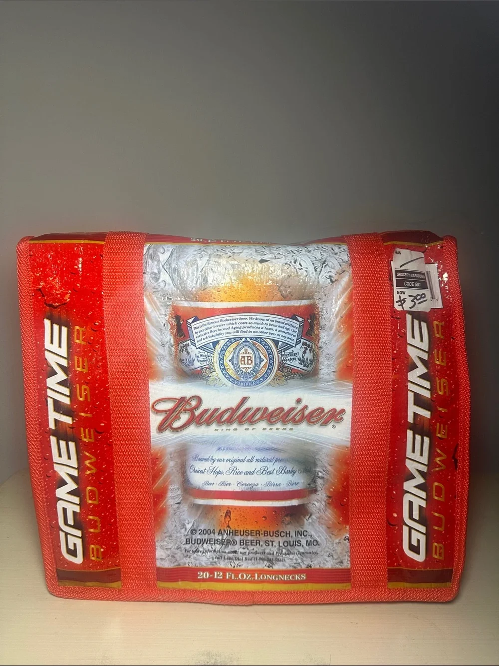Budweiser Redskins Red, White and Gold Insulated Bottle Carrier cooler